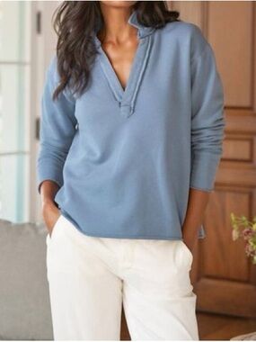 Frank & Eileen Patrick Triple Fleece Popover Henley in Slate - Size Small